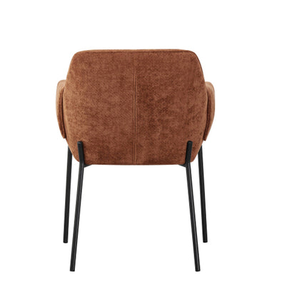 Milan Brunt Orange Chenille Effect Fabric Dining Chairs In Pair