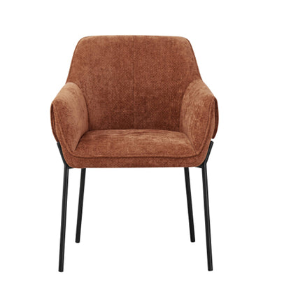 Milan Brunt Orange Chenille Effect Fabric Dining Chairs In Pair