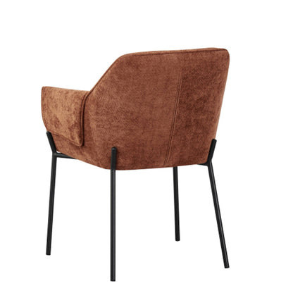 Milan Brunt Orange Chenille Effect Fabric Dining Chairs In Pair