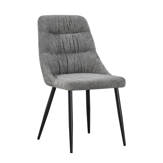 Rhodes Grey Chenille Effect Fabric Dining Chairs In Pair