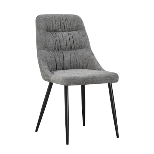 Rhodes Grey Chenille Effect Fabric Dining Chairs In Pair