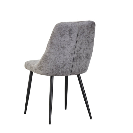 Rhodes Grey Chenille Effect Fabric Dining Chairs In Pair
