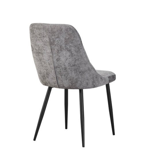 Rhodes Grey Chenille Effect Fabric Dining Chairs In Pair