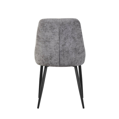 Rhodes Grey Chenille Effect Fabric Dining Chairs In Pair
