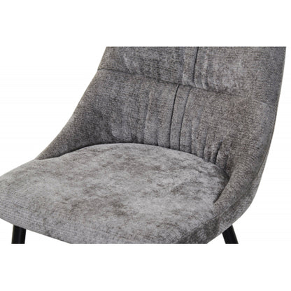 Rhodes Grey Chenille Effect Fabric Dining Chairs In Pair