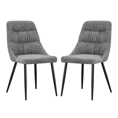 Rhodes Grey Chenille Effect Fabric Dining Chairs In Pair