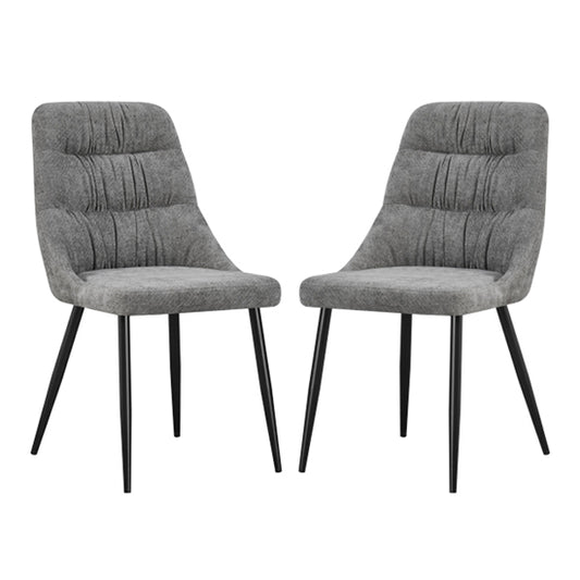 Rhodes Grey Chenille Effect Fabric Dining Chairs In Pair