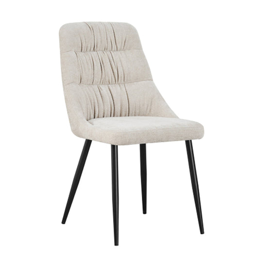 Rhodes Natural Chenille Effect Fabric Dining Chairs In Pair