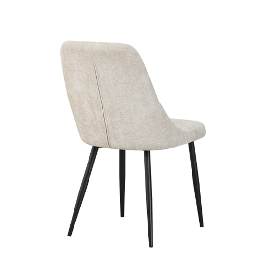 Rhodes Natural Chenille Effect Fabric Dining Chairs In Pair