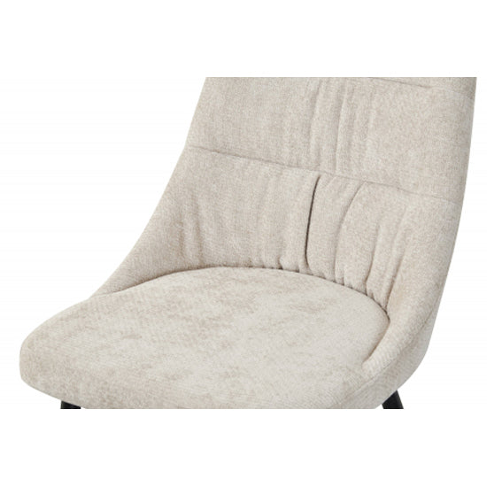 Rhodes Natural Chenille Effect Fabric Dining Chairs In Pair