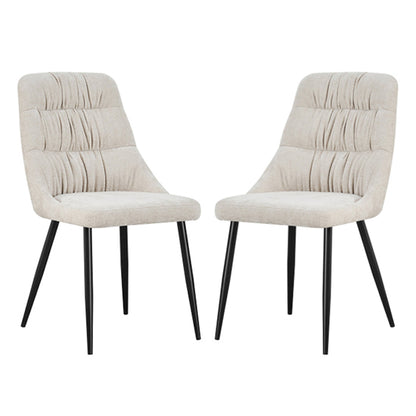 Rhodes Natural Chenille Effect Fabric Dining Chairs In Pair
