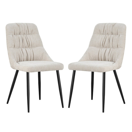 Rhodes Natural Chenille Effect Fabric Dining Chairs In Pair