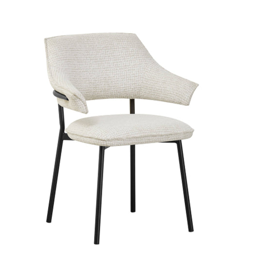 Geneva Natural Textured Fabric Dining Chairs In Pair