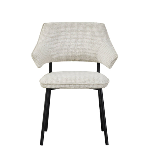 Geneva Natural Textured Fabric Dining Chairs In Pair