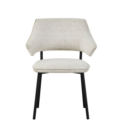 Geneva Natural Textured Fabric Dining Chairs In Pair