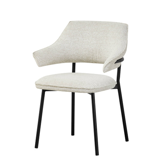 Geneva Natural Textured Fabric Dining Chairs In Pair