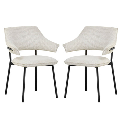 Geneva Natural Textured Fabric Dining Chairs In Pair