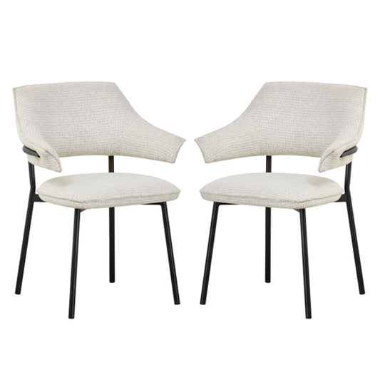 Geneva Natural Textured Fabric Dining Chairs In Pair