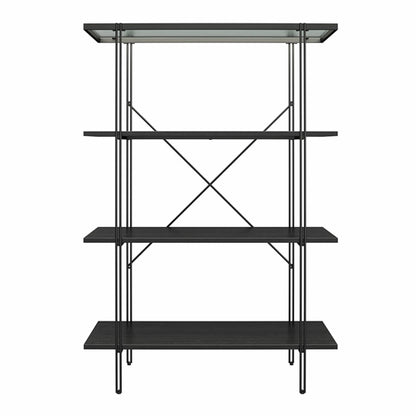 Wainwright Wooden Bookcase With 4 Shelf In Black Oak
