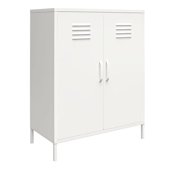 Mission District Metal Storage Cabinet With 2 Doors In White
