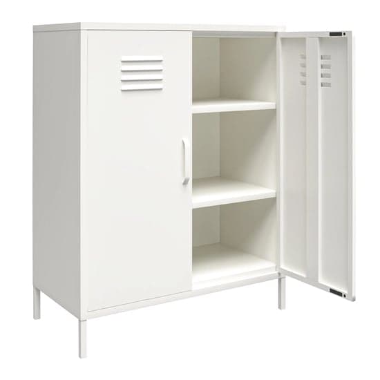 Mission District Metal Storage Cabinet With 2 Doors In White