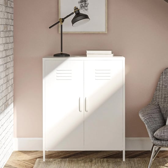 Mission District Metal Storage Cabinet With 2 Doors In White