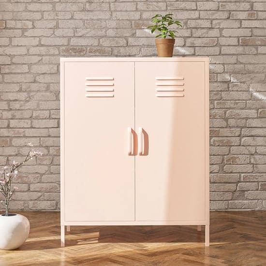 Mission District Metal Storage Cabinet With 2 Doors In Pink