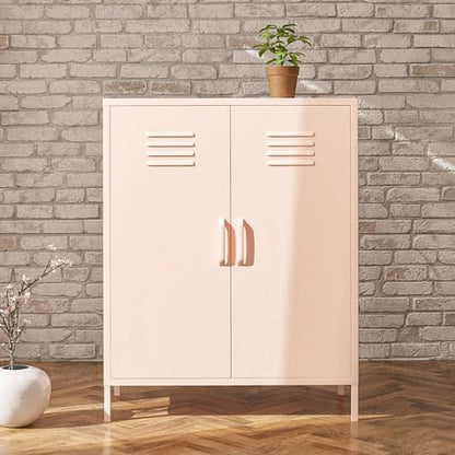 Mission District Metal Storage Cabinet With 2 Doors In Pink