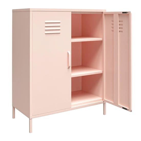 Mission District Metal Storage Cabinet With 2 Doors In Pink
