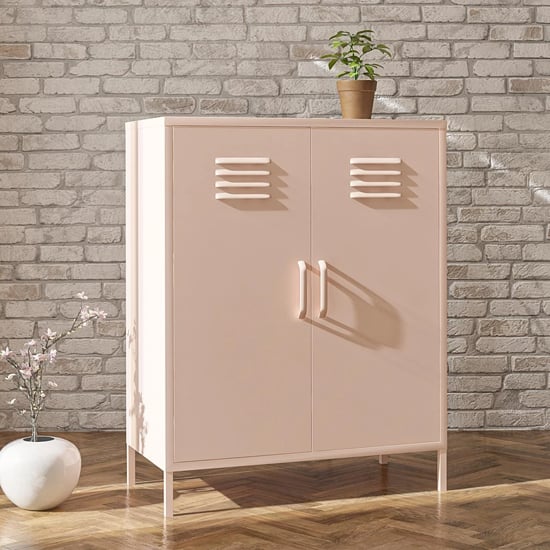 Mission District Metal Storage Cabinet With 2 Doors In Pink