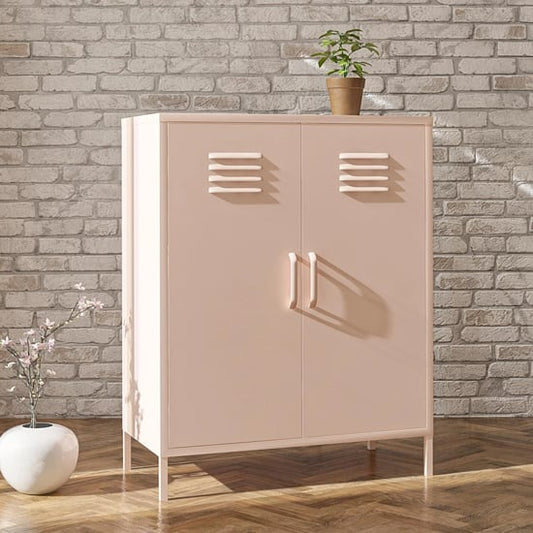 Mission District Metal Storage Cabinet With 2 Doors In Pink