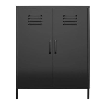 Mission District Metal Storage Cabinet With 2 Doors In Black