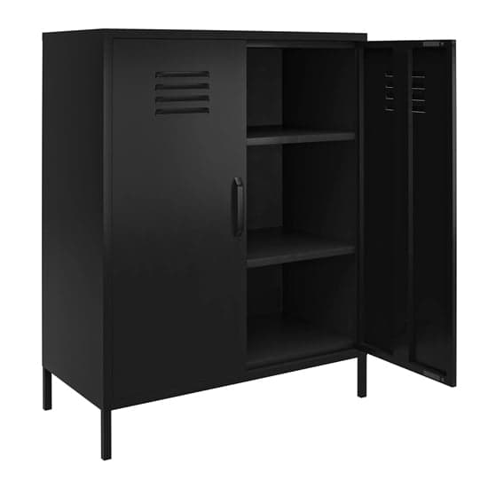 Mission District Metal Storage Cabinet With 2 Doors In Black