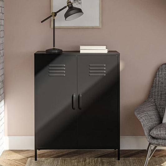 Mission District Metal Storage Cabinet With 2 Doors In Black