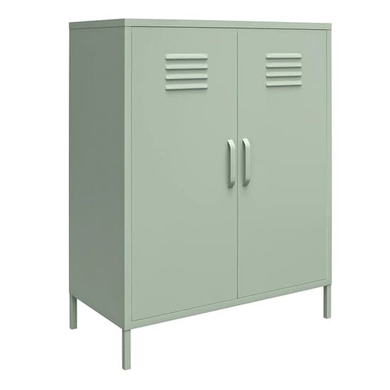 Mission District Metal Storage Cabinet With 2 Doors In Pale Green