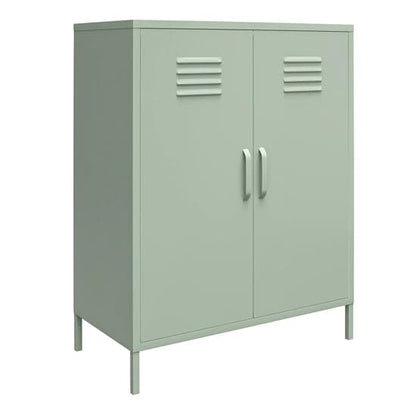 Mission District Metal Storage Cabinet With 2 Doors In Pale Green