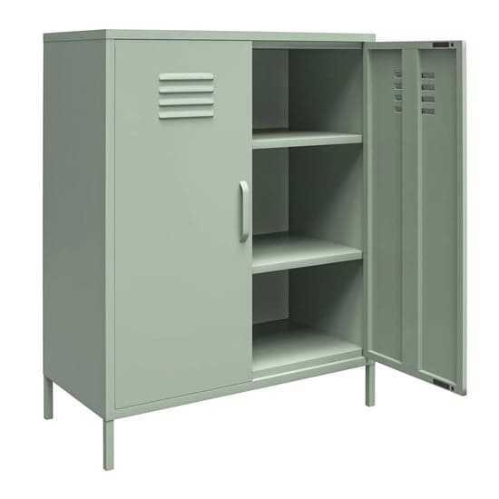 Mission District Metal Storage Cabinet With 2 Doors In Pale Green