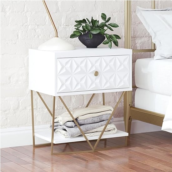 Blair Wooden Bedside Cabinet With 1 Drawer In White