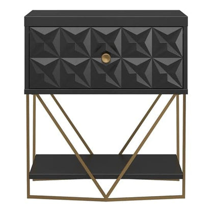 Blair Wooden Bedside Cabinet With 1 Drawer In Black
