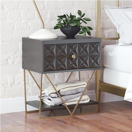 Blair Wooden Bedside Cabinet With 1 Drawer In Black