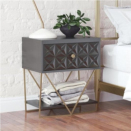 Blair Wooden Bedside Cabinet With 1 Drawer In Black