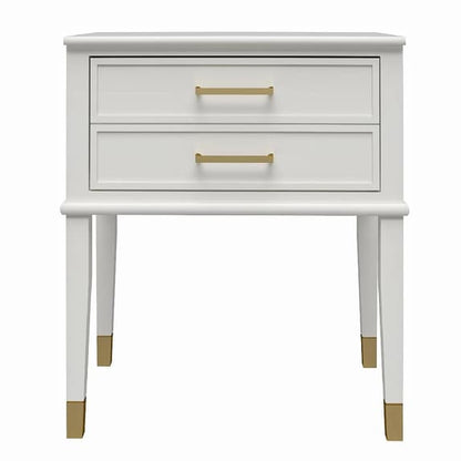 Westerleigh Wooden End Table With 2 Drawers In White