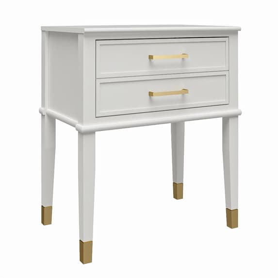 Westerleigh Wooden End Table With 2 Drawers In White