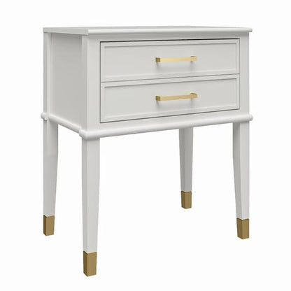 Westerleigh Wooden End Table With 2 Drawers In White