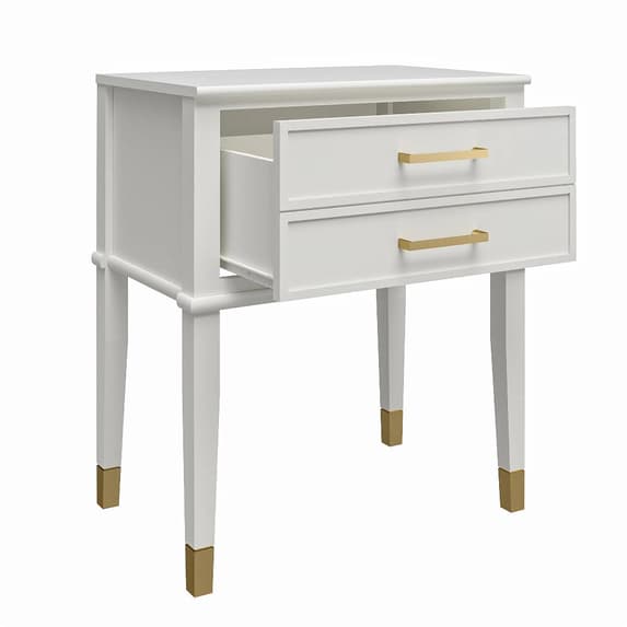 Westerleigh Wooden End Table With 2 Drawers In White