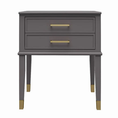 Westerleigh Wooden End Table With 2 Drawers In Grey
