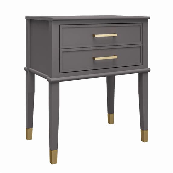 Westerleigh Wooden End Table With 2 Drawers In Grey