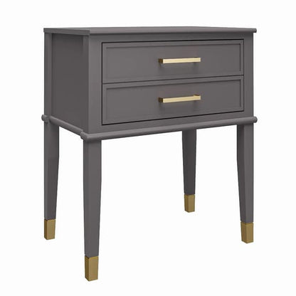 Westerleigh Wooden End Table With 2 Drawers In Grey