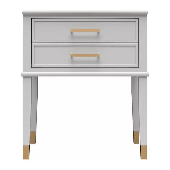 Westerleigh Wooden End Table With 2 Drawers In Dove Grey