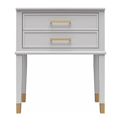 Westerleigh Wooden End Table With 2 Drawers In Dove Grey
